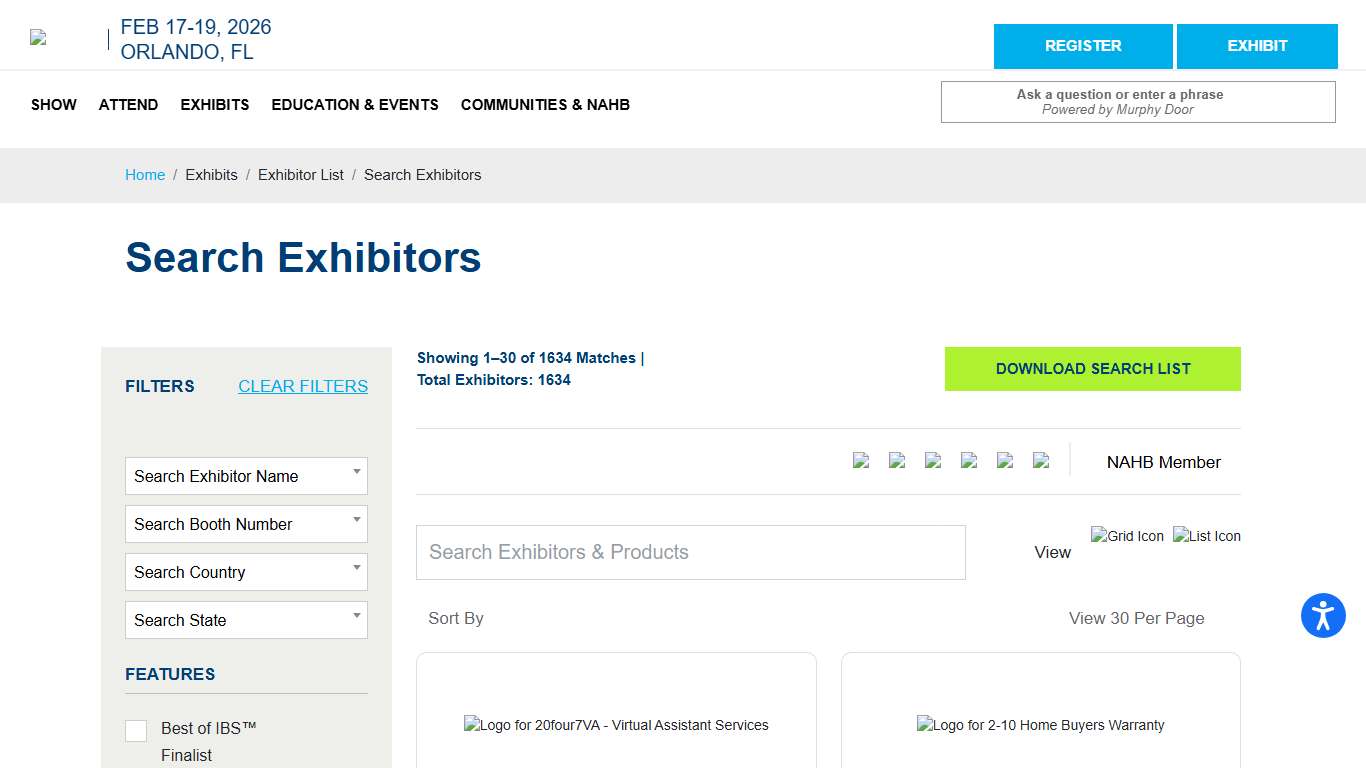 Search Exhibitors IBS 2026